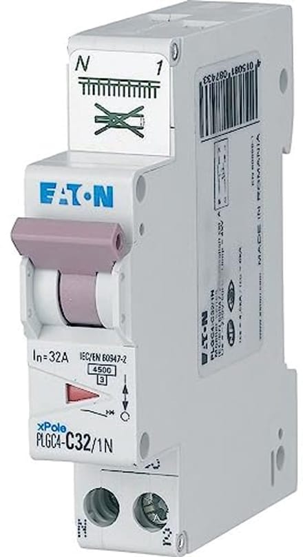 Modulaire uitlaatschakelaar PH/N – 1P + N / 32 A – Curve C – Directe aansluiting zonder schroeven