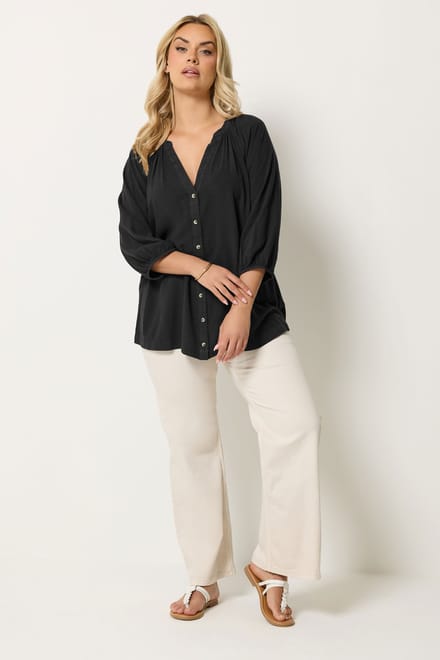 Yours Zwarte Chambray Blouse Size 42