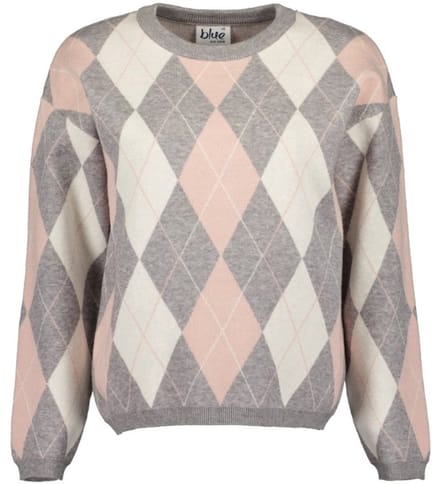 Blue Seven - Trui 248117 grijs/roze print ronde hals - maat 36