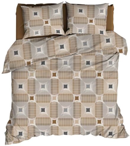 Romanette Kwadro Dekbedovertrek - Extra breed - 260x200/220 cm - Beige