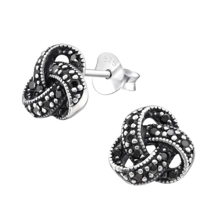 Amanto Oorbellen Freekje Black - 925 Zilver E-Coating - Knopje - ∅8mm