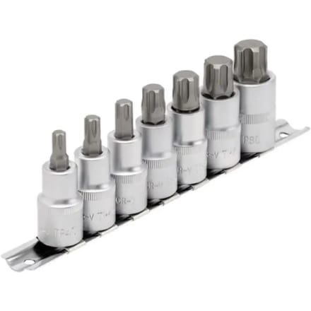 Draper 1/2" Torx plus doppenset op rail, 7-delig