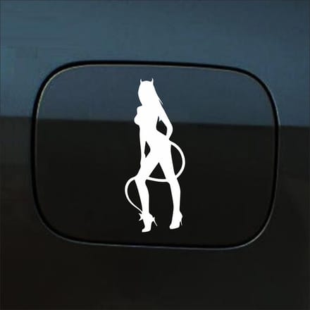 Bumpersticker - Vrouw Duivel - 7 X 16,5 - Wit