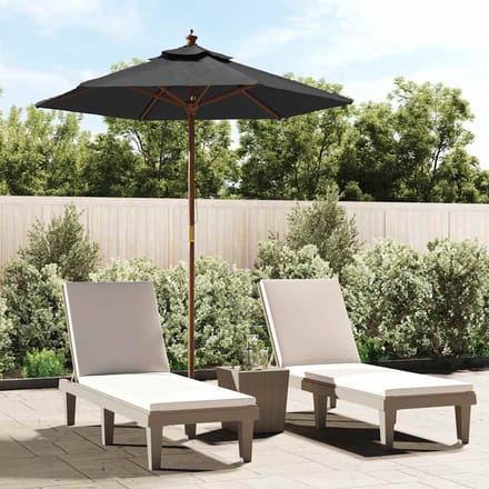 vidaXL - Parasol - met - houten - paal - 196x231 - cm - zwart