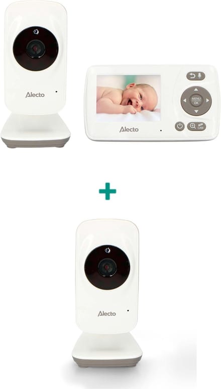 Alecto Babyfoon Bundel - Babyfoon met 2 Camera's en Temperatuurweergave - DVM71 + DVM71CAM - Wit