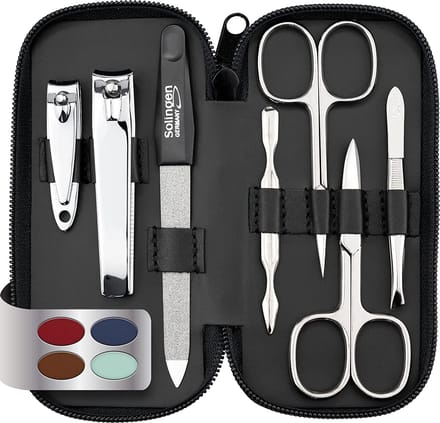 marQus Manicureset 7-delig - Echt Leren Etui, Solingen - Zwart