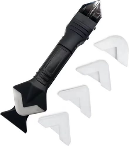 3 in 1 Kit Tool met RVS Schraper inclusief Kittuit - Kit Verwijderaar - Afstrijkrubber Set - Voegstrijker Set - Multitool geschikt voor Afwerken van kit naden - Kit Schraper - RVS