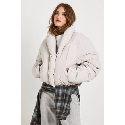 boohoo Dames Bijgesneden donsjas | Stone | Maat: 14