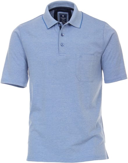 Redmond regular fit poloshirt - midden blauw melange