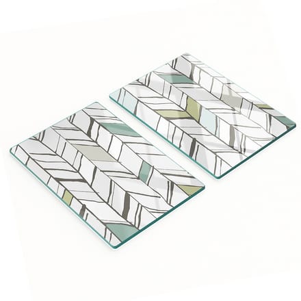 Glazen serveerplanken met visgraatpatroon, 2x40x52 cm
