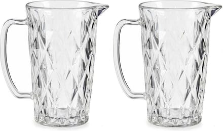 Schenkkan/karaf - 2x stuks -1 liter - 20 x 12 cm - van glas - limonade karaf - waterkaraf