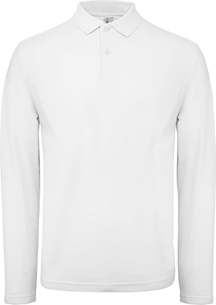 Men's Long Sleeve Polo ID.001 Wit merk B&C maat M