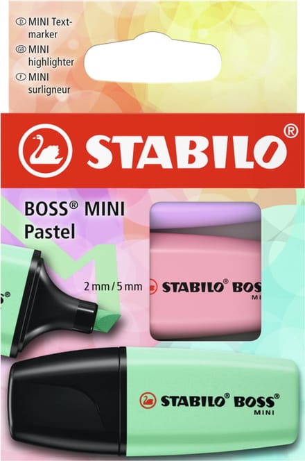 STABILO BOSS MINI - Markeerstift - Pastel - Etui Met 3 Kleuren