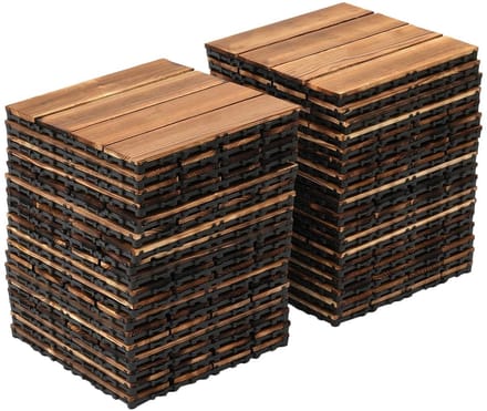 36 Stuks Houten Terrastegels Balkon Patio Kant-en-Klaar Interlocking Vloerbedekking
