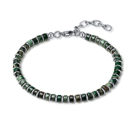 Twice As Nice Armband in edelstaal, groene stenen Zilverkleurig 18cm+3cm