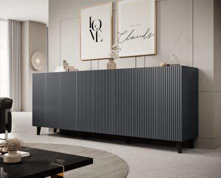 Meubella - Dressoir Vintar - Antraciet - 200 cm