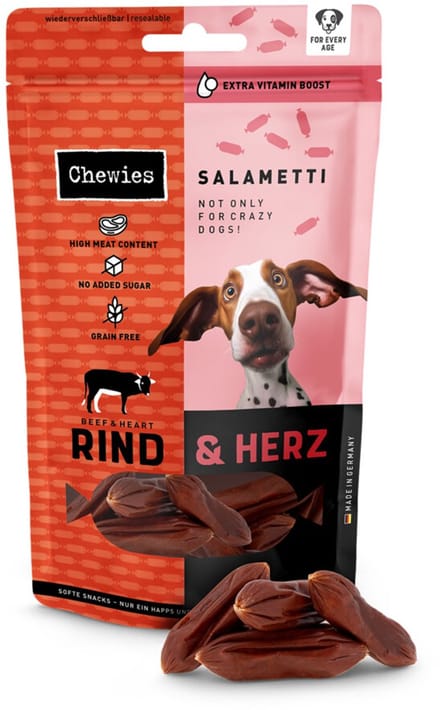 Chewies Hondensnack Salametti Rund & Hart - 9 x 60 gr - Voordeelverpakking