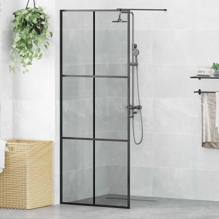 vidaXL - Inloopdouchewand - Zwart - 80 - x - 195 - cm - gehard - glas