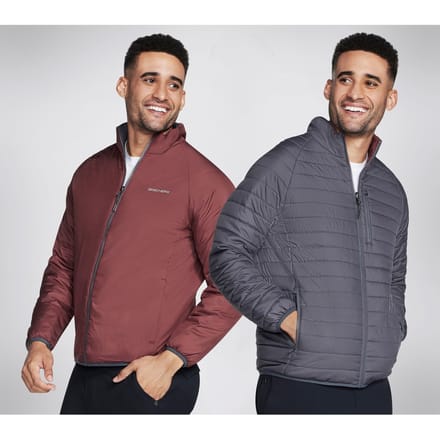 Skechers Performance Go Shield Altitude Reversible Jas Heren Zwarte Pufferjack