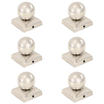 Bouchons de poteau 6 pièces. Forme sphérique Acier inoxydable 71 x 71 mm
