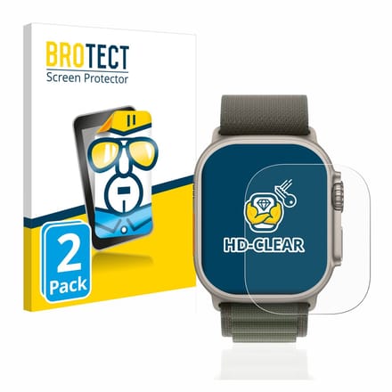 BROTECT - Screenprotector voor Apple Watch Ultra (49 mm) - Folie Beschermfolie transparant 2 Stuks