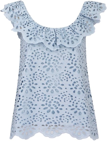 Frogbox - lichtblauwe broderie top - maat 36