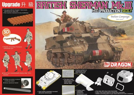 Dragon Modelbouwpakket Militaire voertuigen - 6231 British Sherman Mk.III - Mid Production Sicily Plastic - 1:35 - Modelbouw