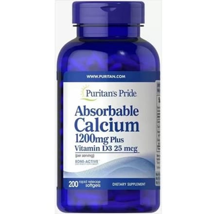 Puritan's Pride - Absorbeerbaar calcium 1200 mg met vitamine D3 1000 IE 100 Softgels