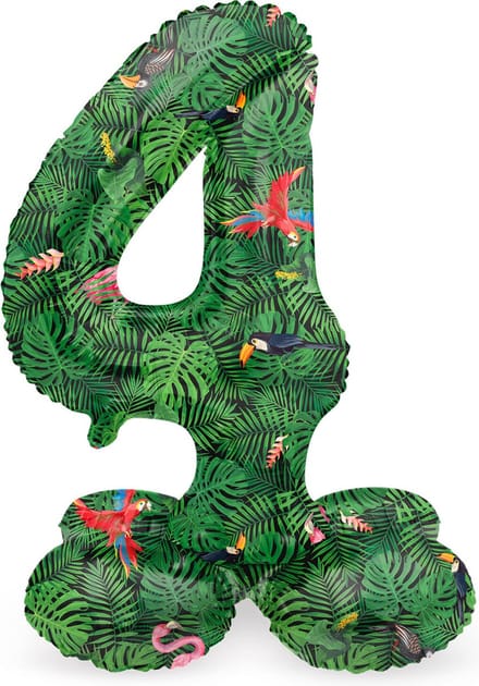 Staande Folieballon Cijfer 4 Jungle Vibe - 41 cm