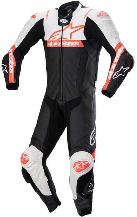 Alpinestars Missile V2 Ward 1Pc lederen pak Zwart Wit Rood Fluo - Maat 48 - Racepak