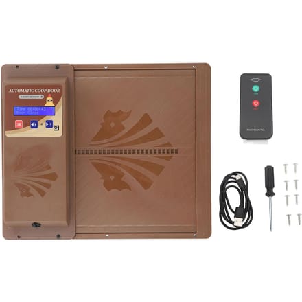 Automatische USB Kippenhokdeur 3 in 1 Lichtsensor Afstandsbediening Timing Kippenhokdeuropener bruin