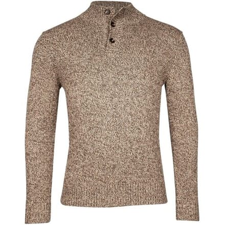 Thomas Maine Trui Button Collar Single Knit New England Twill Donker Zand / male