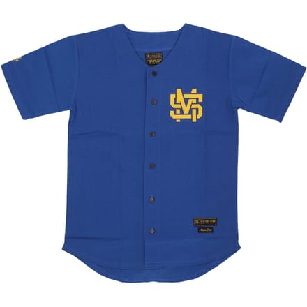 Herenjack met knopen en monogram jersey blauw