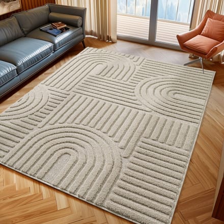 Japandi ART - Vloerkleed Boho - Scandinavisch - Laagpolig Effen - Beige- 80x150 CM