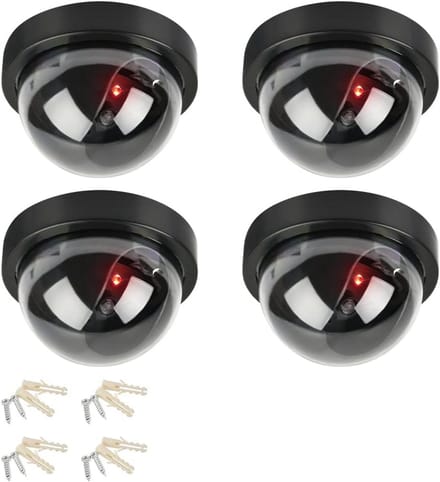 Set van 4 Dome Dummy Beveiligingscamera’s met Knipperend LED Licht voor Binnen en Buiten