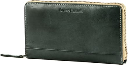 bruno banani Leren Portemonnee Zip Around Wallet Black Zwart