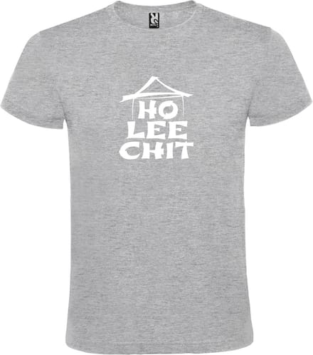 Grijs t-shirt met " Ho Lee Chit " print Wit size XXXXL