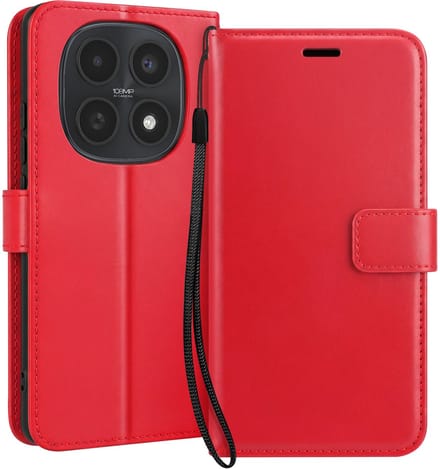 Mayaxess, Hoesje geschikt voor Redmi Note 15 5G / 4G - Wallet Case met Koord & Stand, Rood