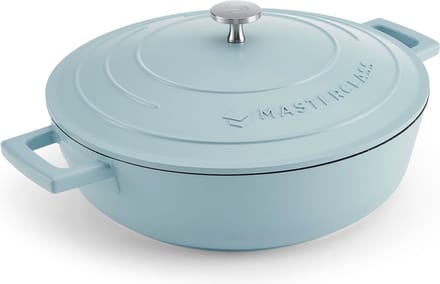 MasterClass Hemelsblauwe, ondiepe aluminium braadpan, 4 liter