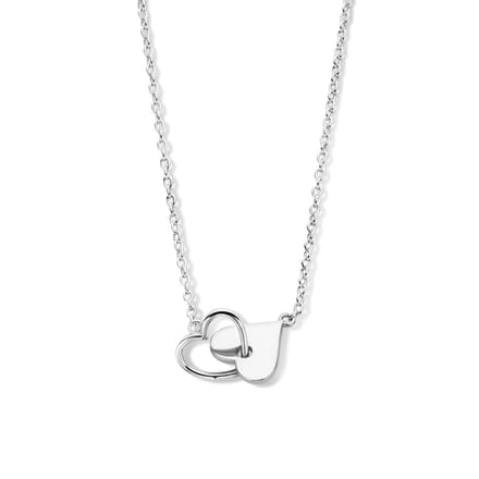 zilver gerhodineerd collier hartjes 40 + 4 cm 1336592