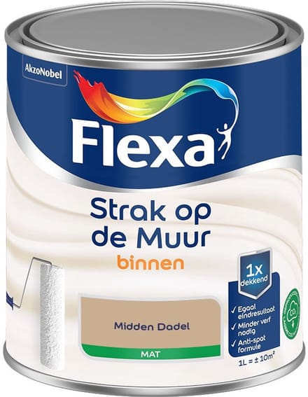 Flexa - Strak Op De Muur Binnen Mat - Midden Dadel - Mengverf - 1 L