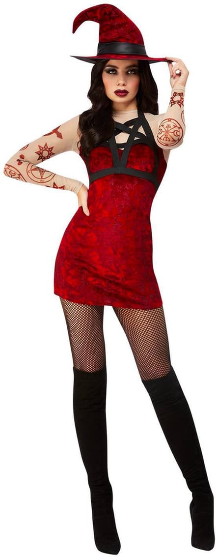 SMIFFYS - Sexy rode satanische heks vermomming - M