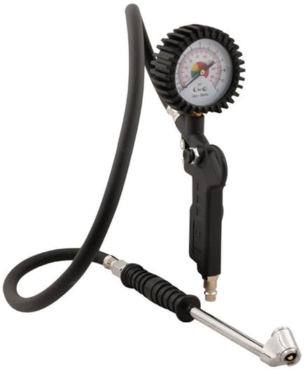 Bandenpomp 75 cm slang, manometer en pompstok - TOPGEAR