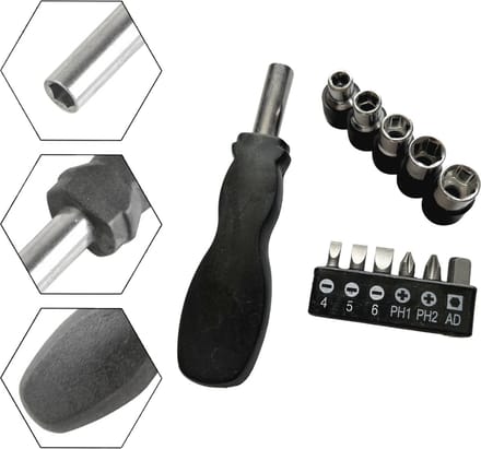 Schroevendraaier met bitset - 14 delig - gereedschapset - soft grip - precisie - schroevendraaier set - Kruis Platte kop - Mini schroevendraaier - Kleine schroevendraaier - Bits Bit Houder set - Zwart