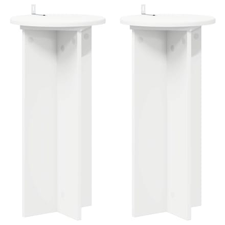 vidaXL - Plantenstand - 2 - st - Wit - Ø29,5 - x - 60 - cm - Bewerkt - hout