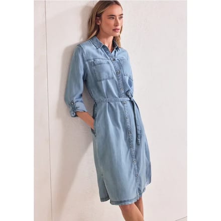 Knielange jurk in een verwassen look