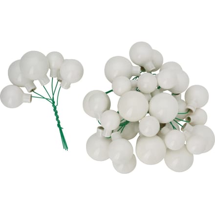 Kerstballen van glas op draad, 36 stuks, Ø 20 / 25 / 30 mm - Wit-Opaal