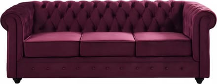 Vente-unique Driezitsbank CHESTERFIELD - velours - paars