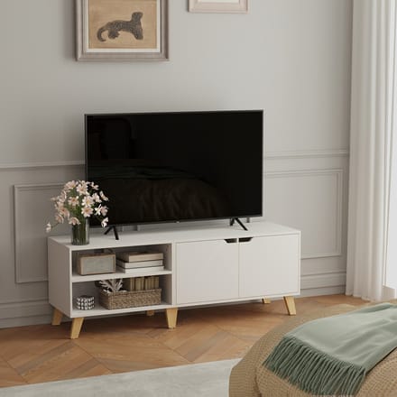 MIRA Home - TV meubel - Verstelbare plank - Wit - 140x40x50