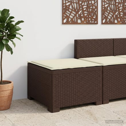 vidaXL - Eén-zits - Tuin - Sofa - met - Kussen - Rieten - Look - PP - Bruin